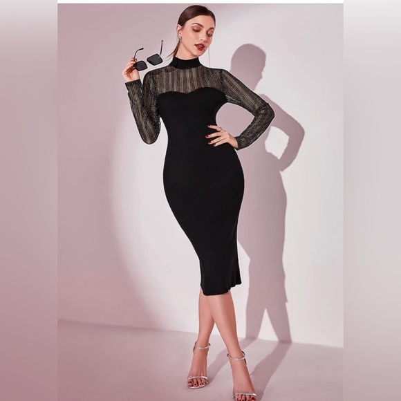 NWOT Black bodycon knit dress - Picture 2 of 10